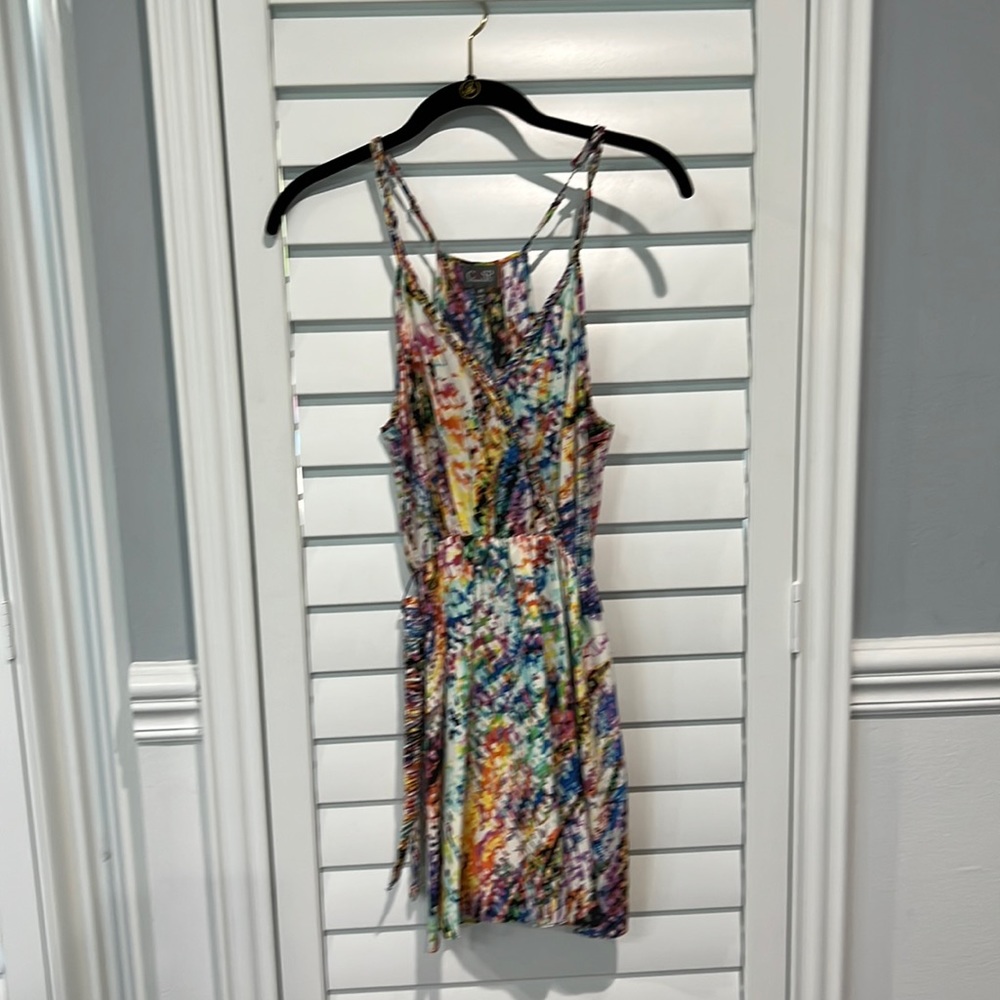 Multi color mini dress with matching belt